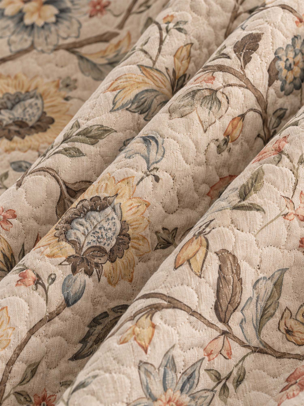 Vintage Botanical Floral Quilted 3-Piece Bedding Set