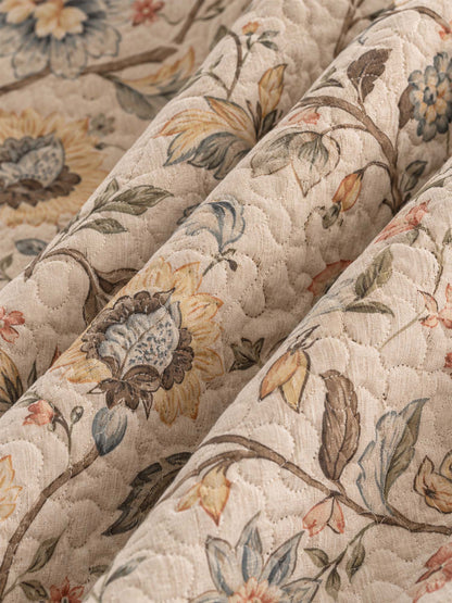 Vintage Botanical Floral Quilted 3-Piece Bedding Set