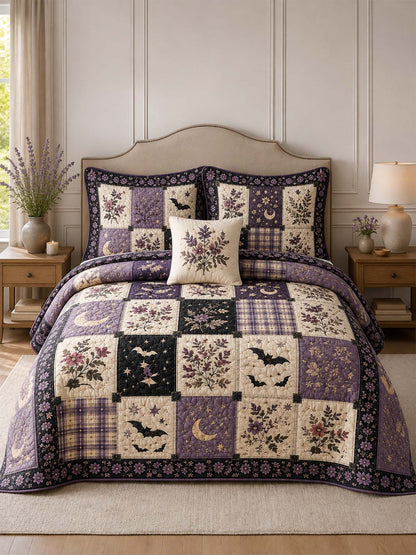 H.PAI Mystic Lavender Garden Quilted 3-Piece Bedding Set