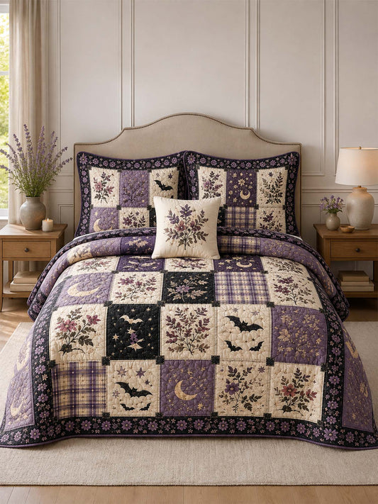 H.PAI Mystic Lavender Garden Quilted 3-Piece Bedding Set