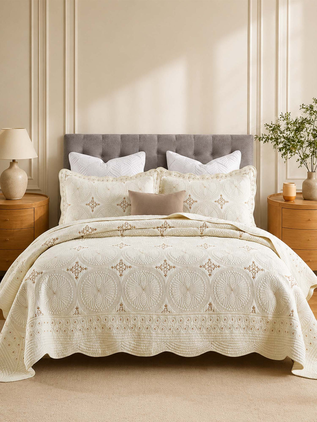 Medallion Elegance Quilted 3-Piece Bedding Set