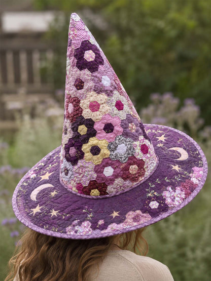 H.PAI Hexagon Patchwork Celestial Handcrafted Quilted Witch Hat