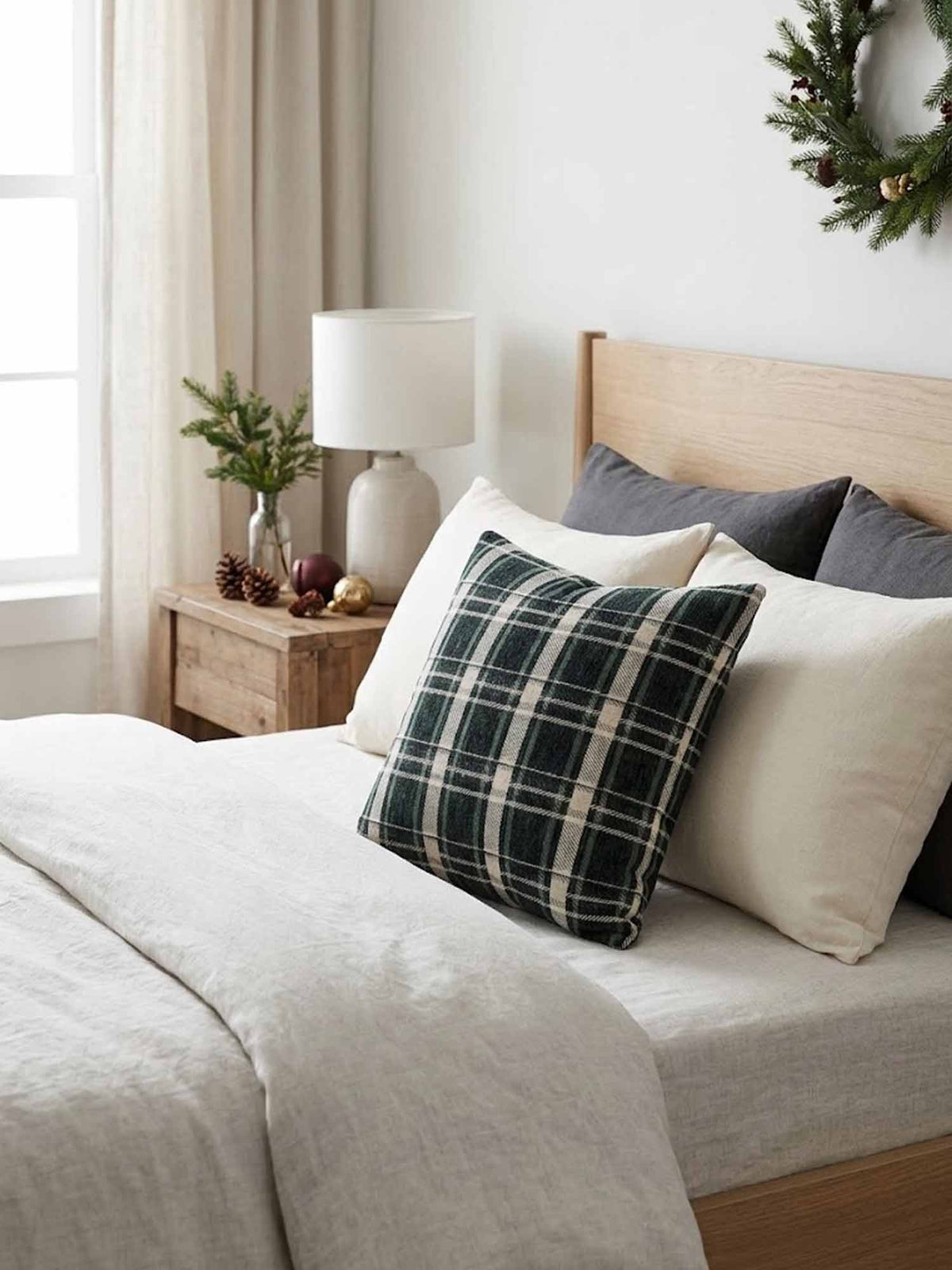 Green Plaid Pillow Cover