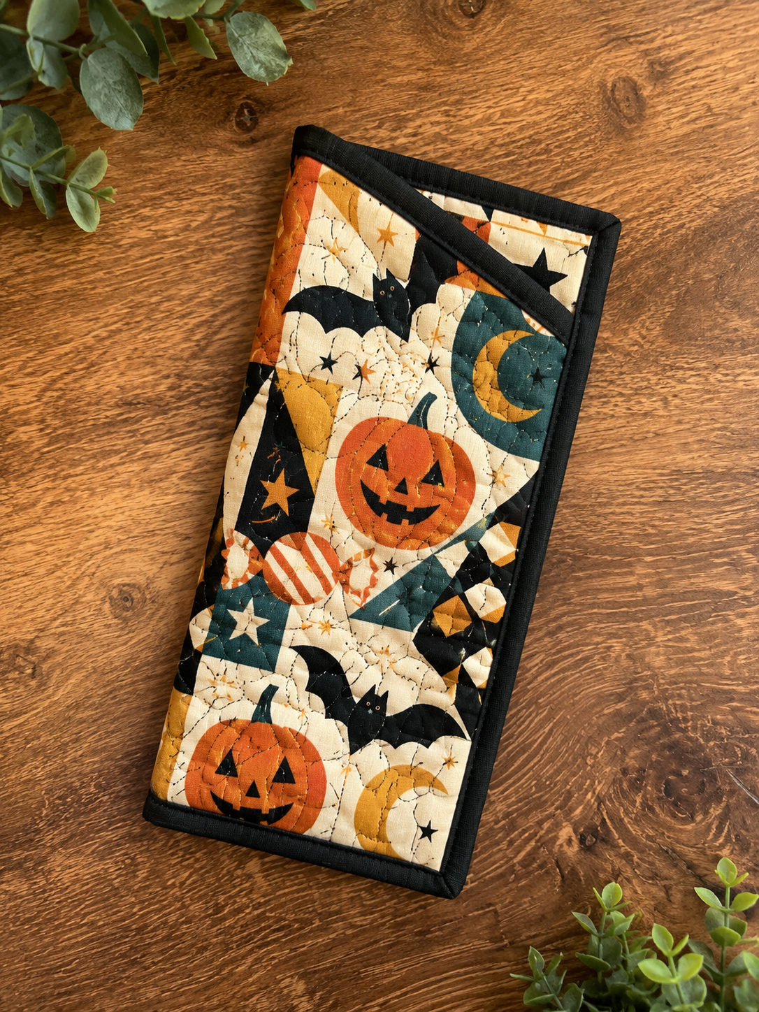 Gevoerde brillenkoker – Halloween pompoen veld