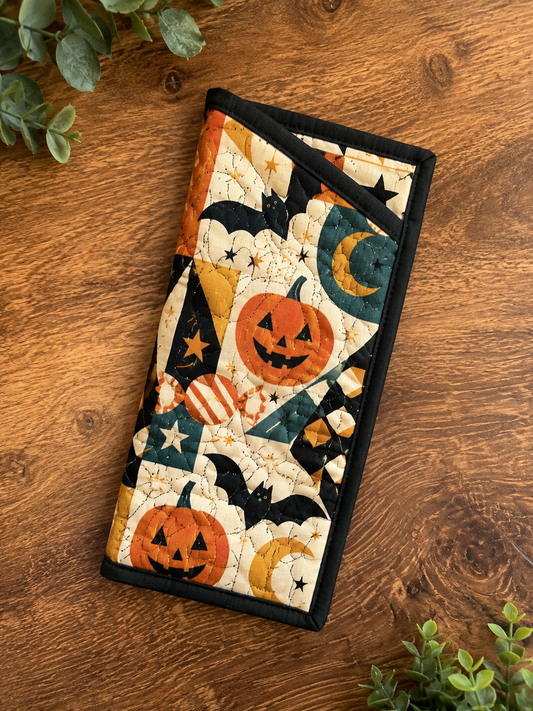 Gevoerde brillenkoker – Halloween pompoen veld