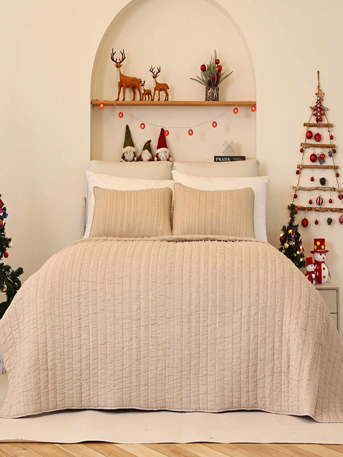 Solid 100% Cotton Bed Cover 3‑Piece Set Quilted