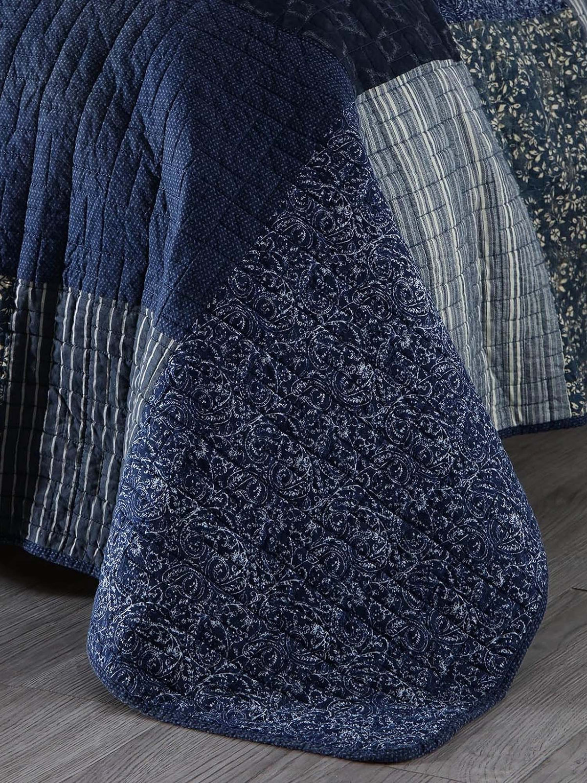Indigo Heritage Patchwork Quilted 3-Piece Bedding Set