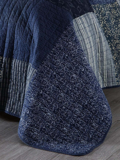 Indigo Heritage Patchwork Quilted 3-Piece Bedding Set