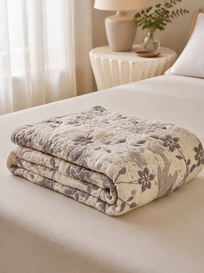 Vintage Floral 100% Cotton Gauze Soft Puff Blanket