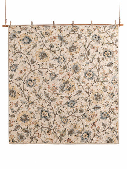 Vintage Botanical Floral Quilted 3-Piece Bedding Set