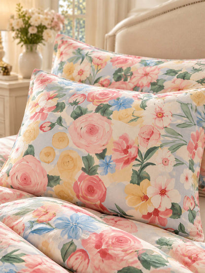 Vintage Floral 100% Cotton 3-Piece Duvet Cover Bedding Set