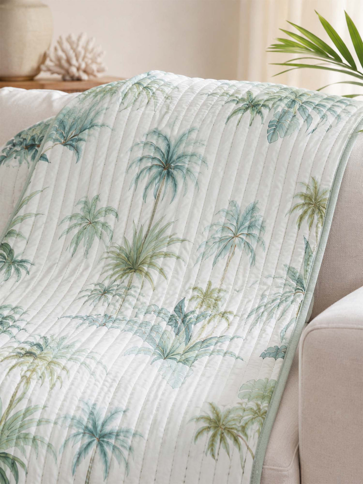 Tropical Palm Garden Quilted Blanket