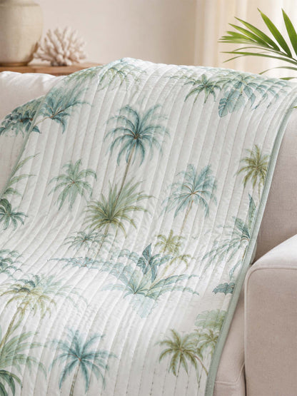 Tropical Palm Garden Quilted Blanket