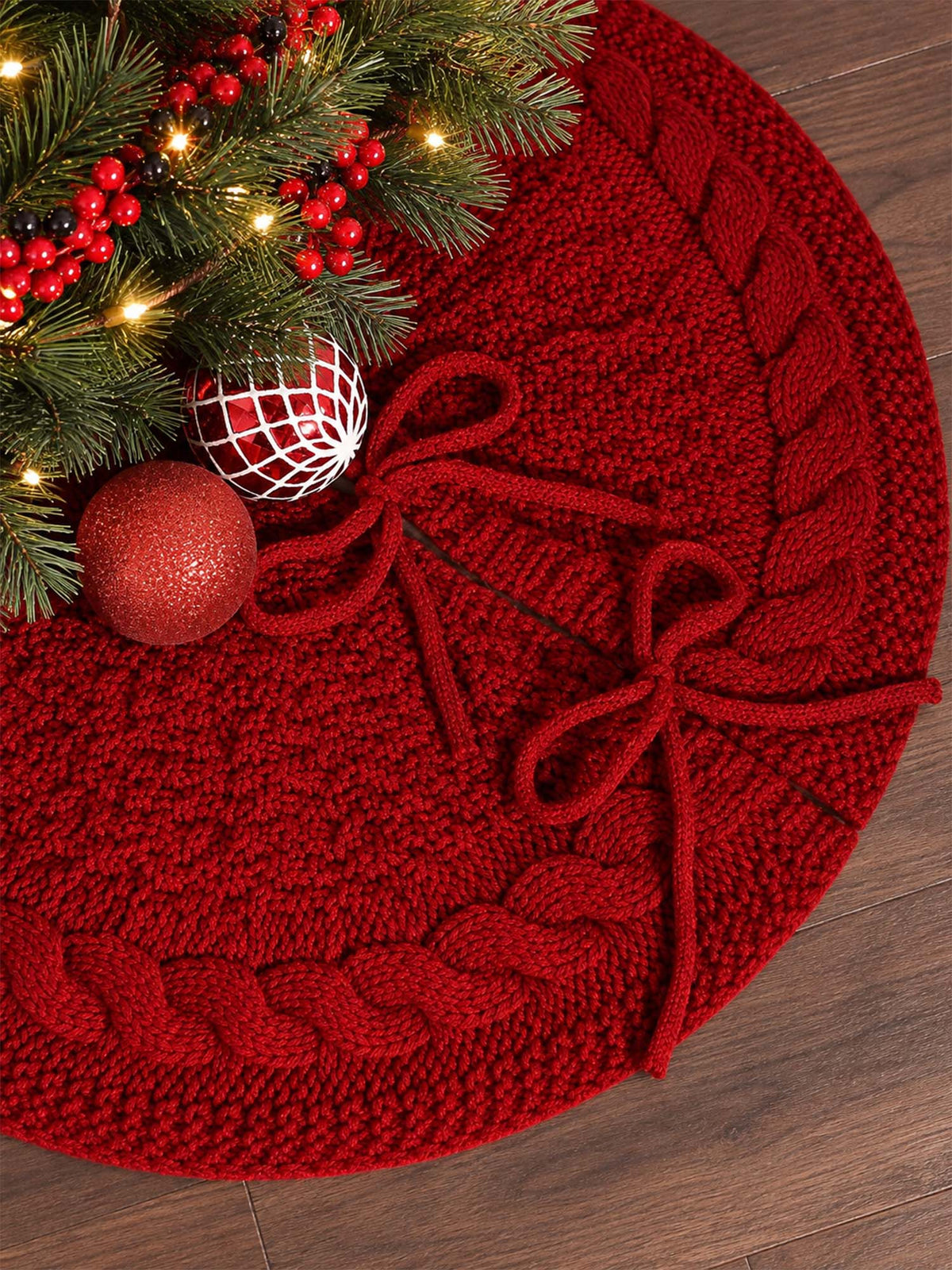 Cable Knit Christmas Tree Skirt