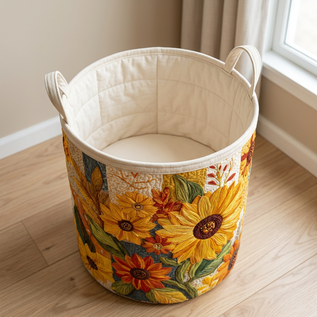Gewatteerde wasmand Zonnebloemdroom