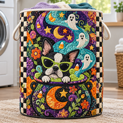 Gevoerde wasmand – Puppy op het neon spookfeest