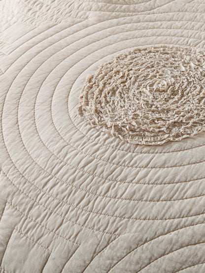 Neutral Textured Circles Quilted 3-Piece Bedding Set