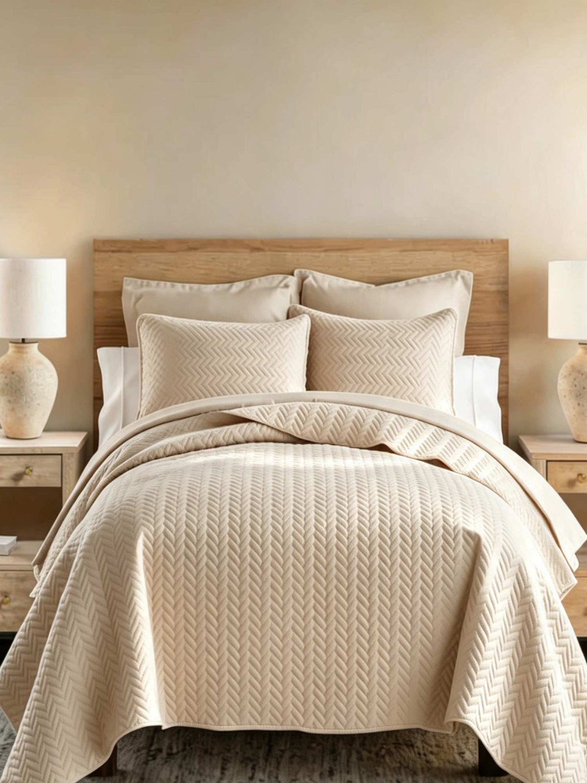 3-Piece Herringbone Quilted Coverlet Set