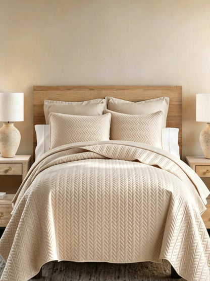 3-Piece Herringbone Quilted Coverlet Set