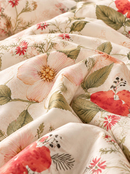 Vintage Floral Botanical Leaves 100% Cotton 3-Piece Duvet Cover Bedding Set