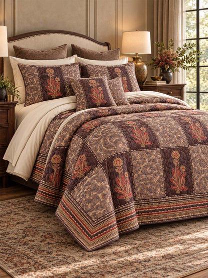 Vintage Folk Floral Paisley Quilted 3-Piece Bedding Set
