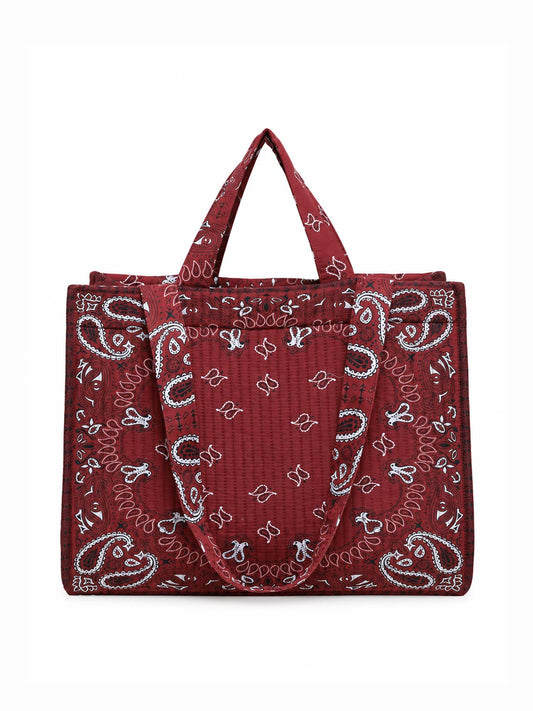 Vintage Bandana Paisley Quilted Tote Bag