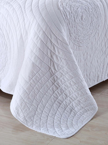 Neutral Textured Circles Quilted 3-Piece Bedding Set
