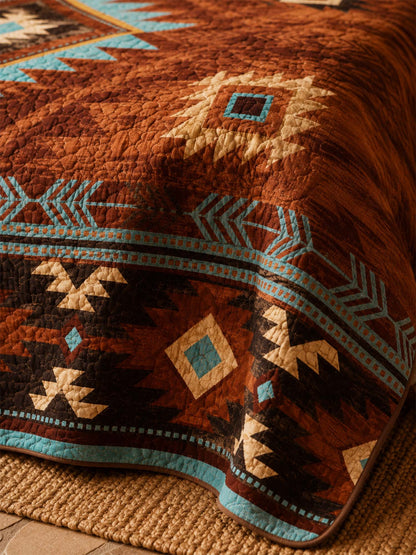 H.PAI Southwestern Aztec Quilted 3-Piece Bedding Set