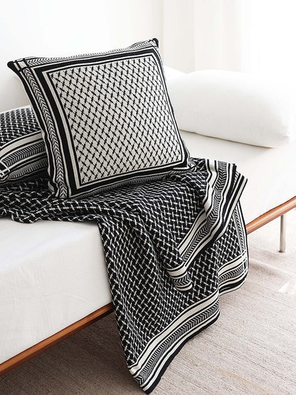 Geometric Knit Throw Blanket & Pillow Cover Set