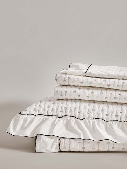 Petite Bow Ruffle Quilted 3-Piece Bedding Set