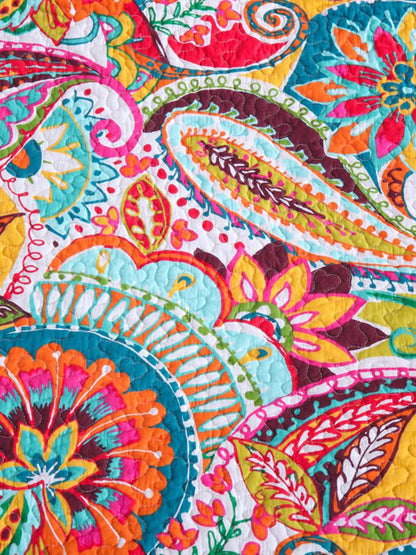Vibrant Paisley Garden Quilted 3-Piece Bedding Set