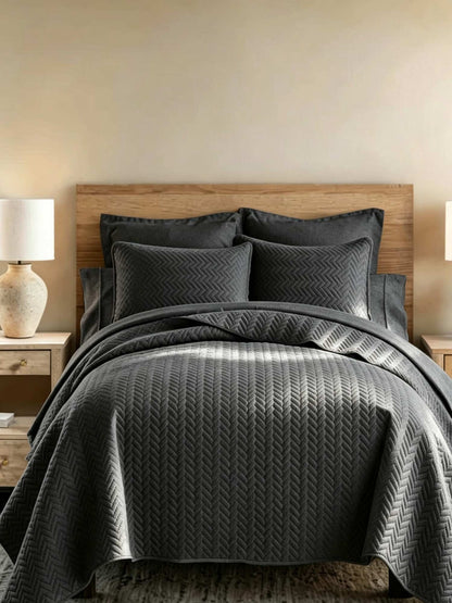 3-Piece Herringbone Quilted Coverlet Set