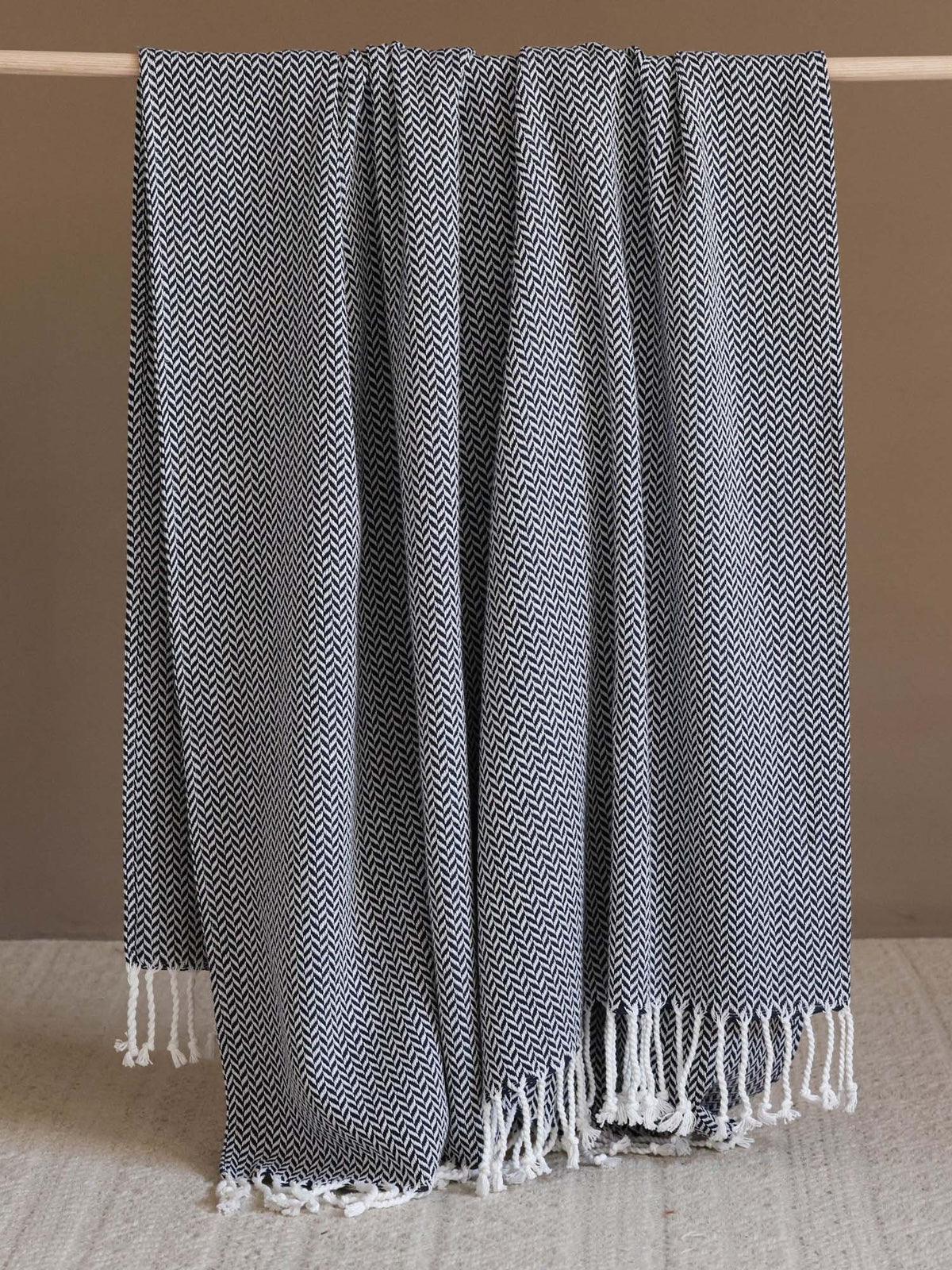 Classic Herringbone Cotton Throw Blanket