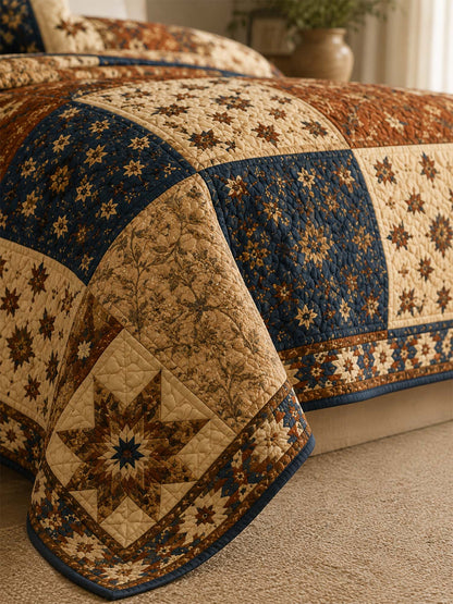 H.PAI Vintage Patchwork Star Quilted 3-Piece Bedding Set