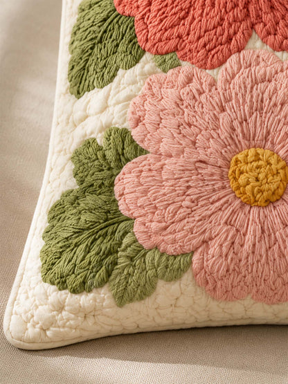 Flower Quilted Pillow Case