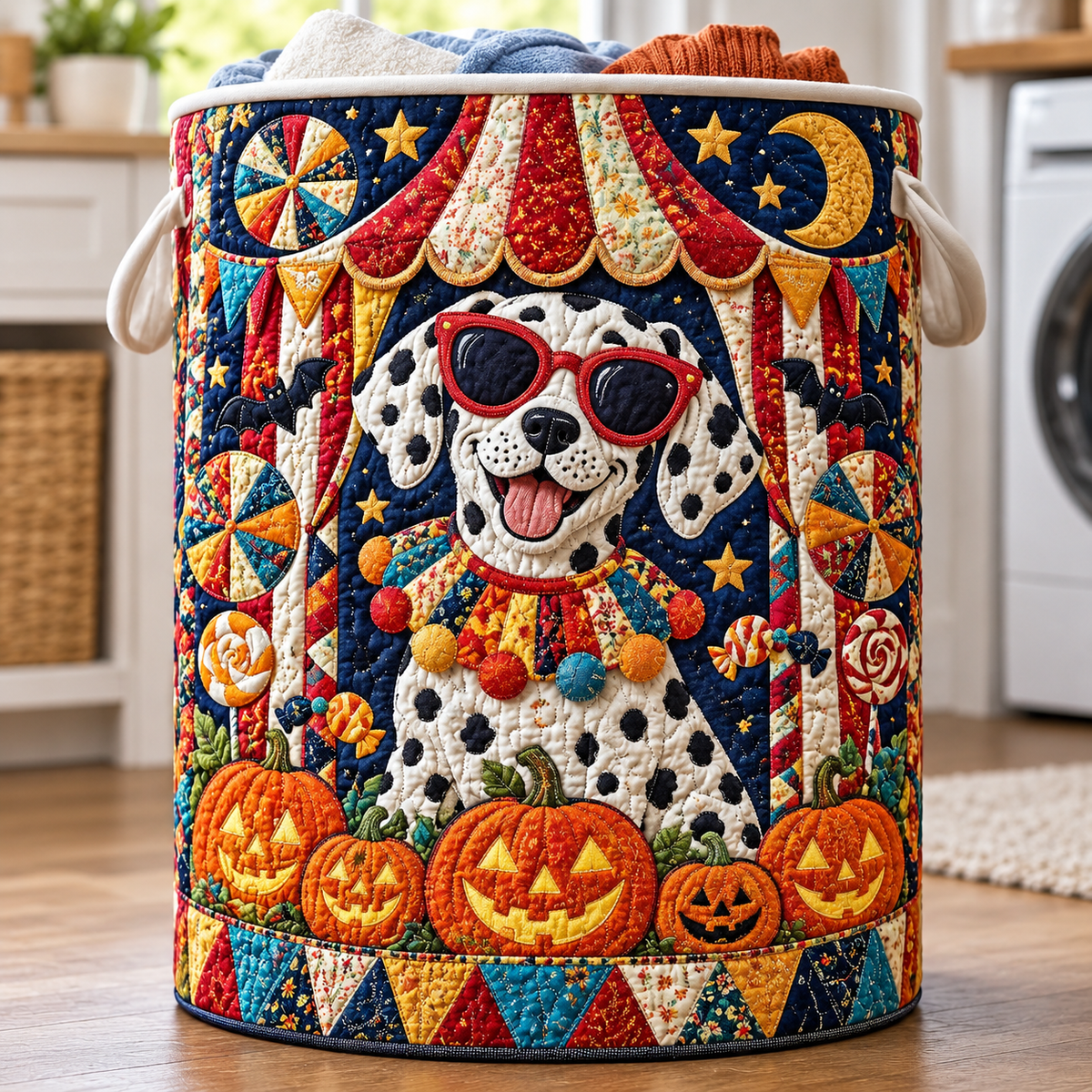 Gevoerde wasmand – Dalmatiër voor Halloween