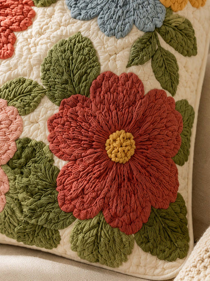 Flower Quilted Pillow Case