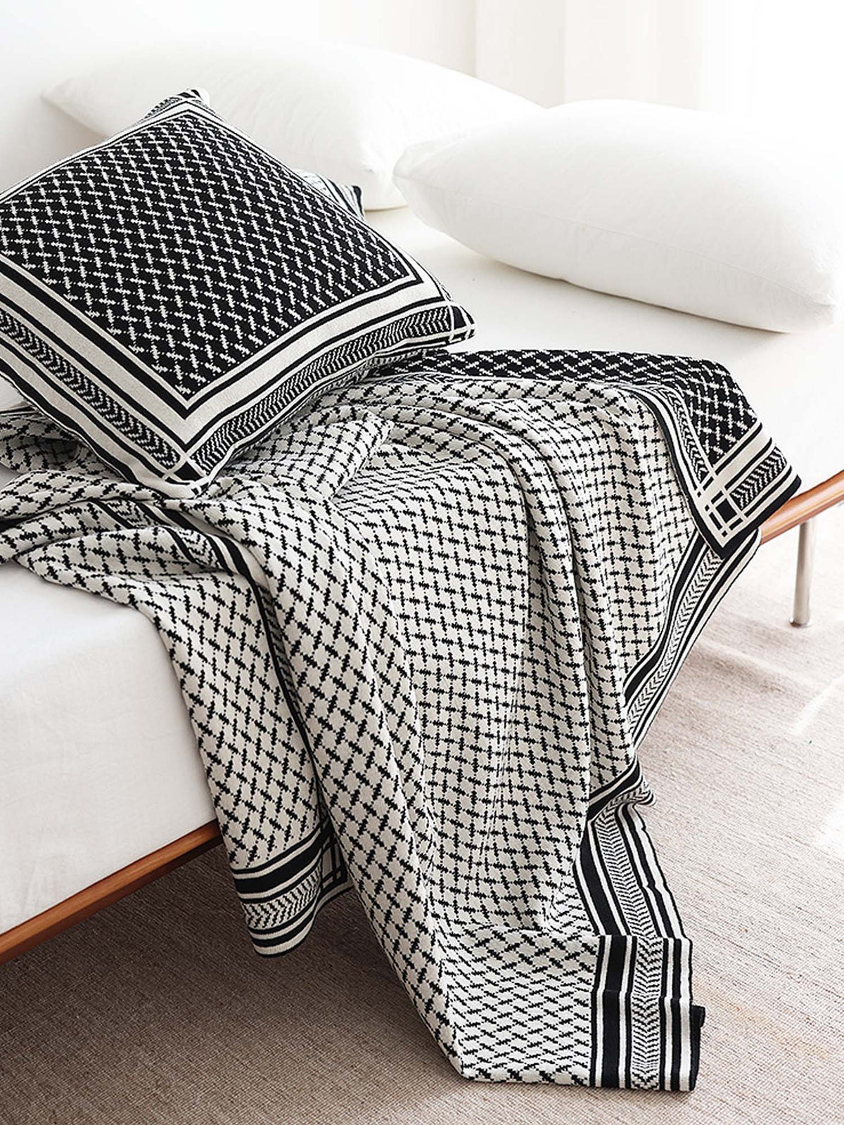 Geometric Knit Throw Blanket & Pillow Cover Set