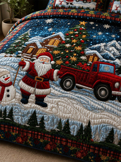 Santa Journey 3‑Piece Quilted Bedding Set