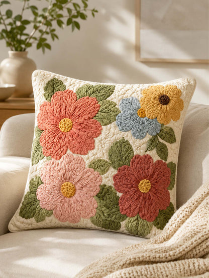 Flower Quilted Pillow Case