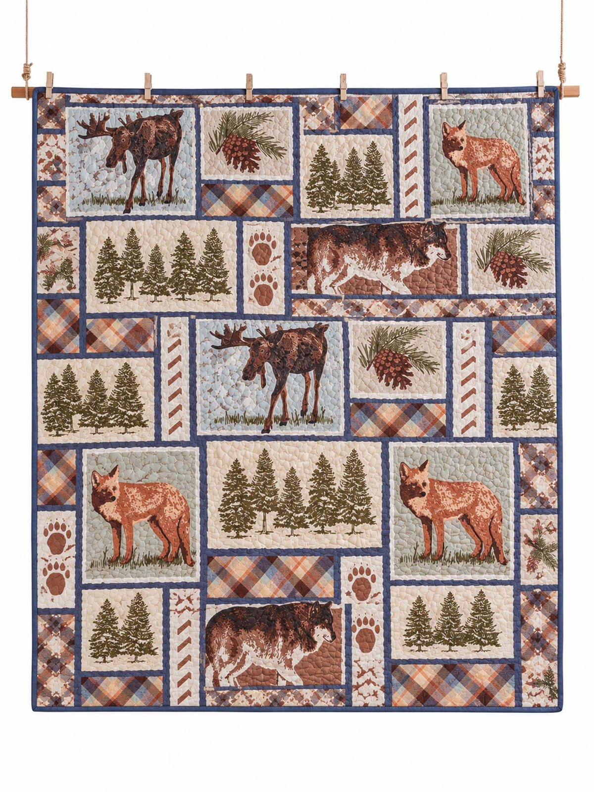 Moose & Fox Woodland Plaid Quilted Blanket