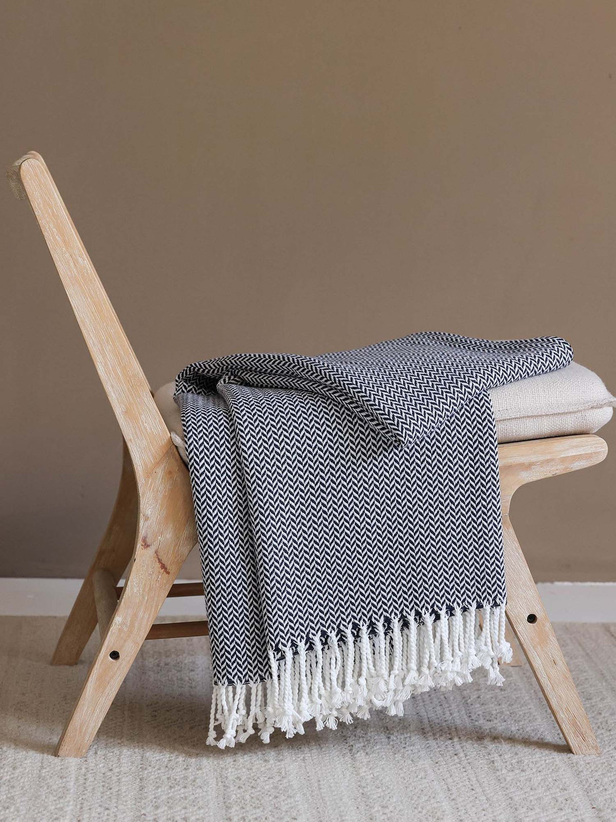Classic Herringbone Cotton Throw Blanket