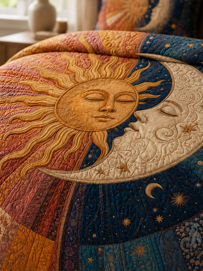 H.PAI Sun Moon Celestial Dream Quilted 3-Piece Bedding Set