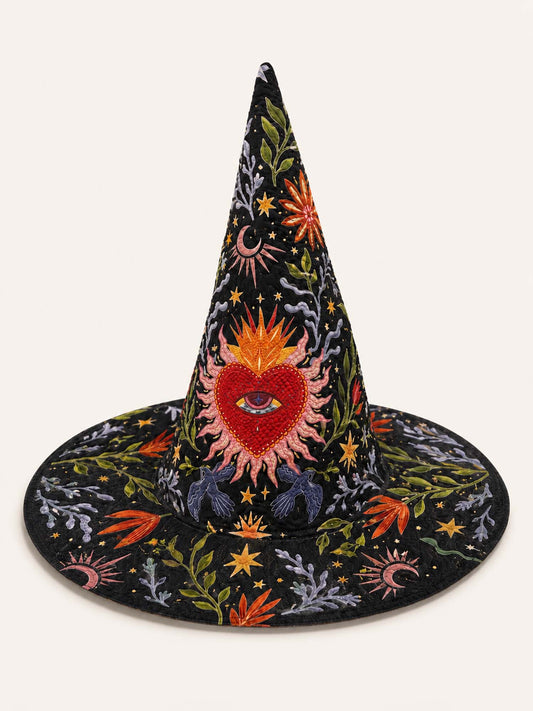 H.PAI Sacred Heart Handcrafted Quilted Witch Hat