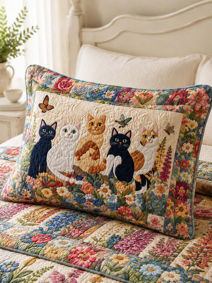 H.PAI Wildflower Cat Garden Quilted 3-Piece Bedding Set