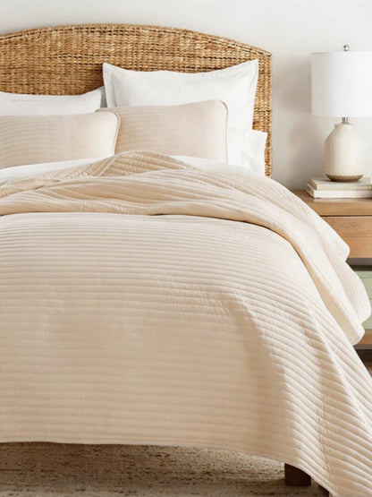 3-Piece Stripe Stitch Quilted Coverlet Set