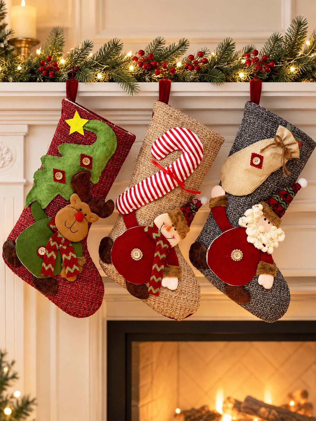 Rustic Christmas Character Stockings