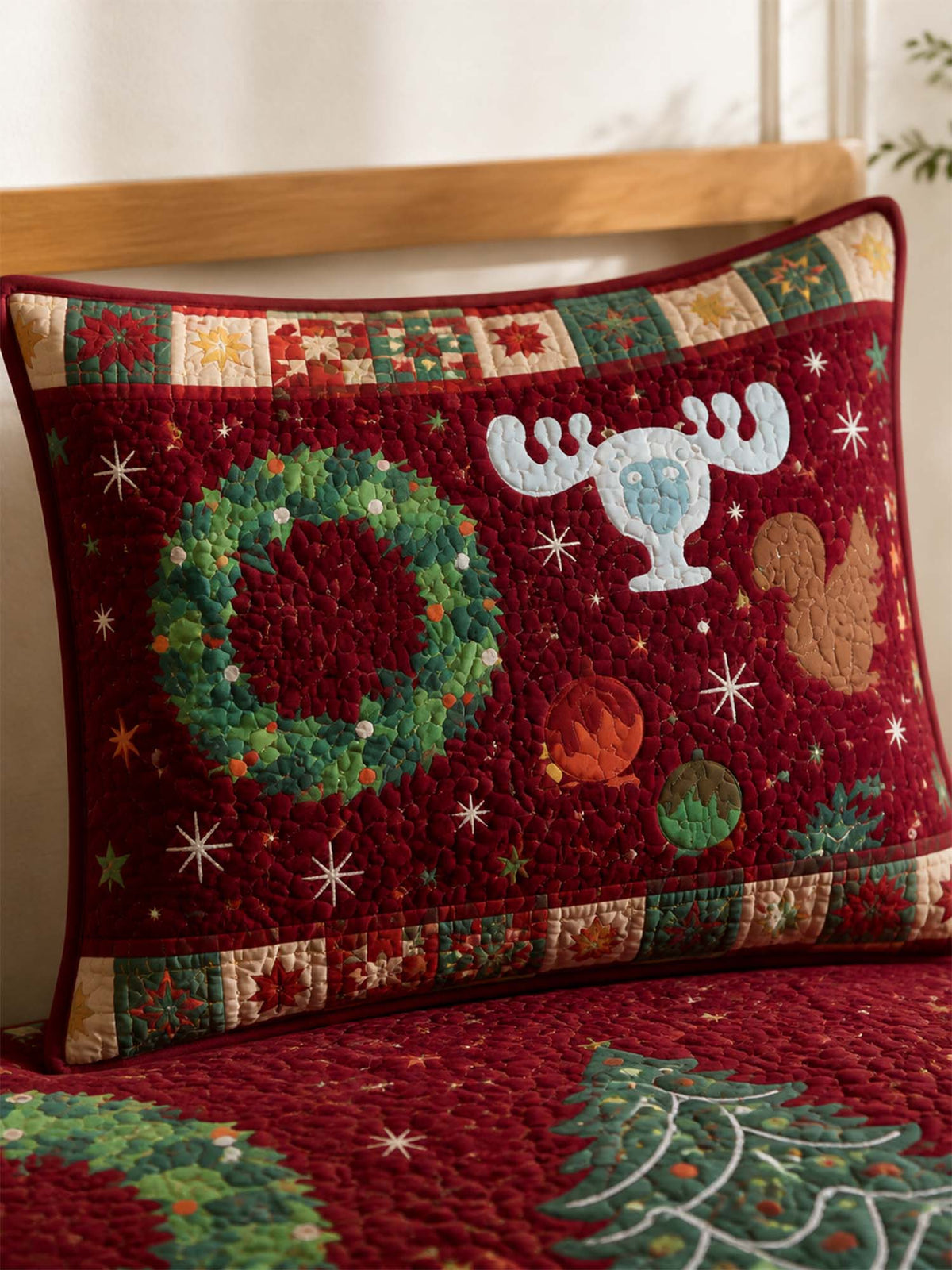 Christmas Woodland Village Quilted 3-Piece Bedding Set