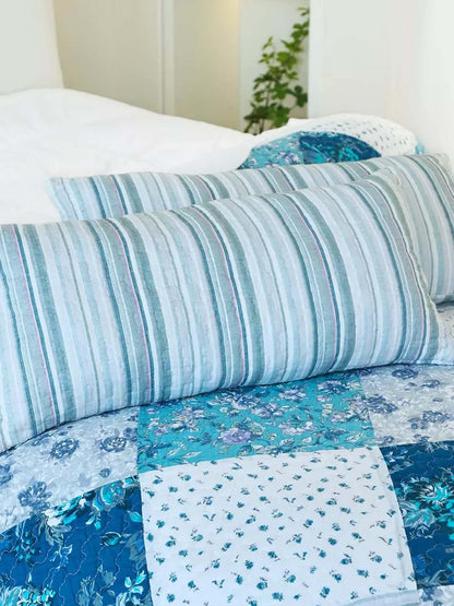 Blue Cottage Patchwork Quilted 3-Piece Bedding Set