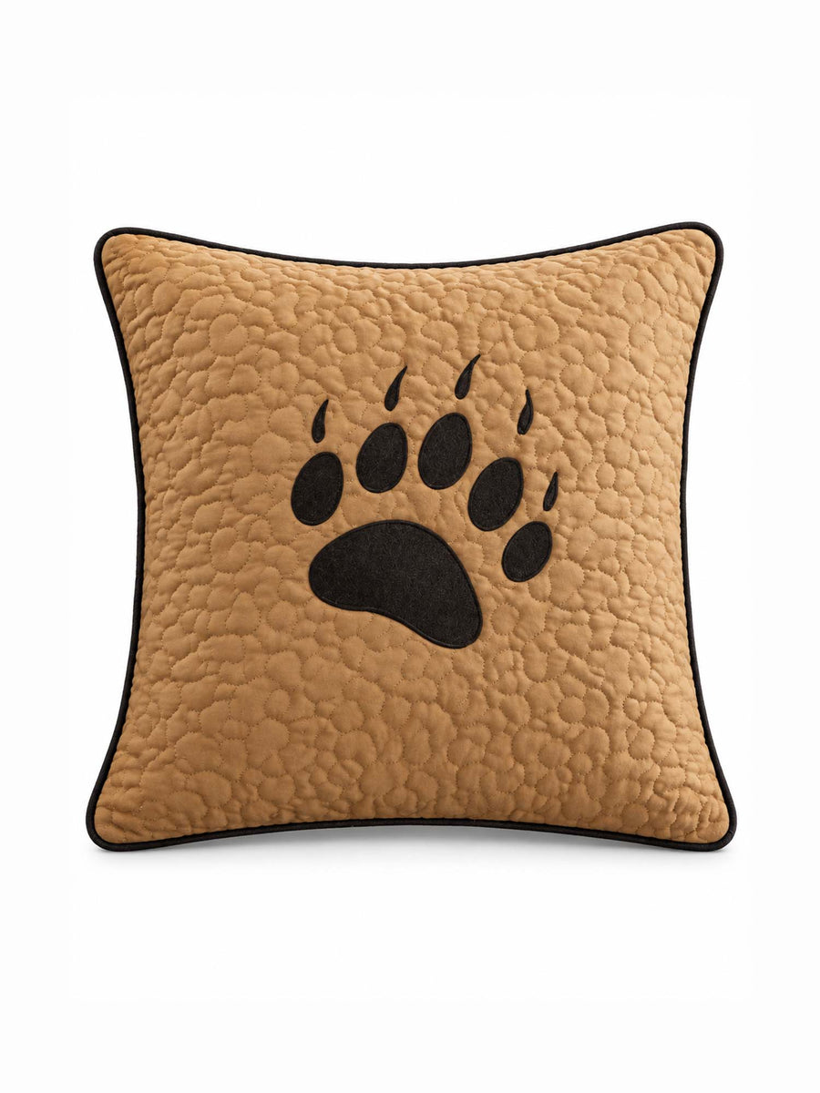 Bear Paw Rustic Cabin Quilted Pillow Cover